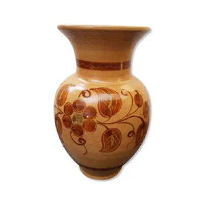 Vase céramique beige - fleurs marron