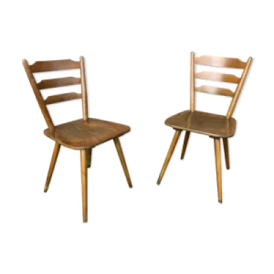 Paire de chaises scandinave - bistrot bois