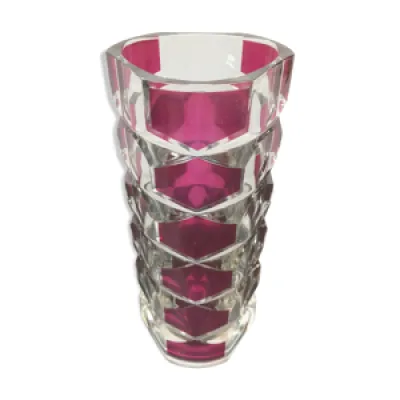 Vase design verre transparent - rouge