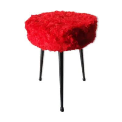 Tabouret tripode avec - assise rouge