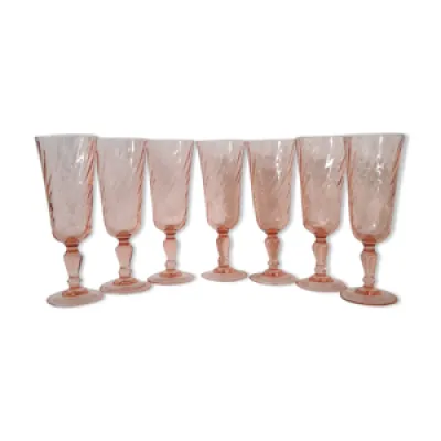 Lot de 7 coupes flûtes - champagne rosaline