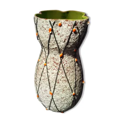 Ancien vase céramique - orange vert