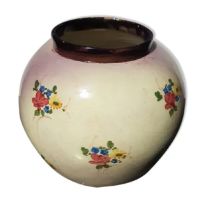 Vase boule Vallauris - peint fleurs