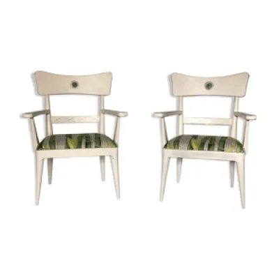 Paire de fauteuils design - blanc bois