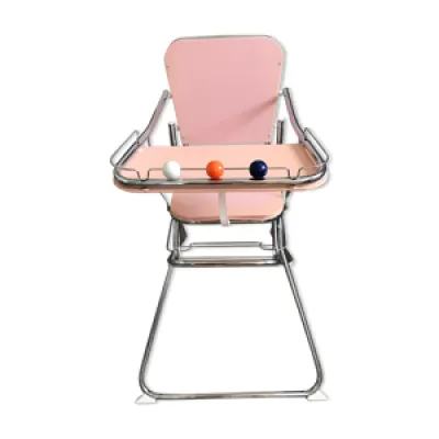 chaise haute bébé rose - chrome