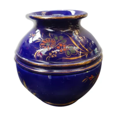 Ancien vase boule céramique - bleu