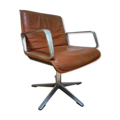 fauteuil en cuir cognac - 1960