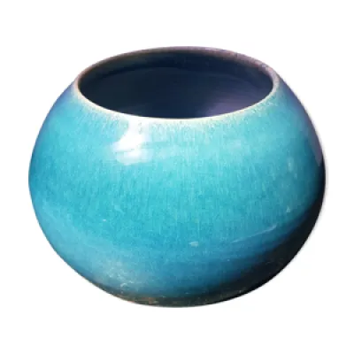 Ancien vase boule céramique - bleu