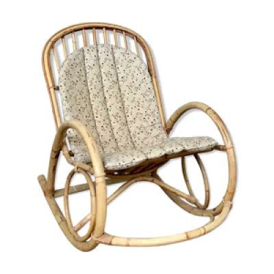 Rocking chair en rotin - bambou 1950