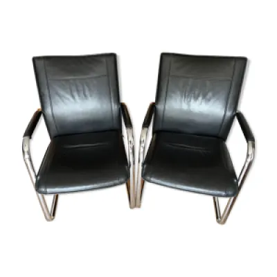 2 fauteuils de bureau - cantilever cuir