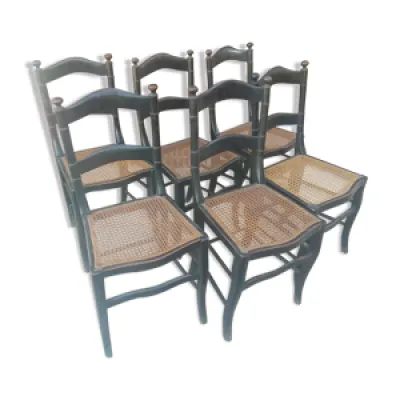 Série de 6 chaises époque - bois cannage