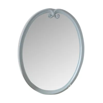 Miroir ovale en fonte, - ancien bleu