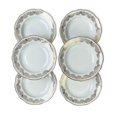 6 Assiettes creuses porcelaine - blanche limoges