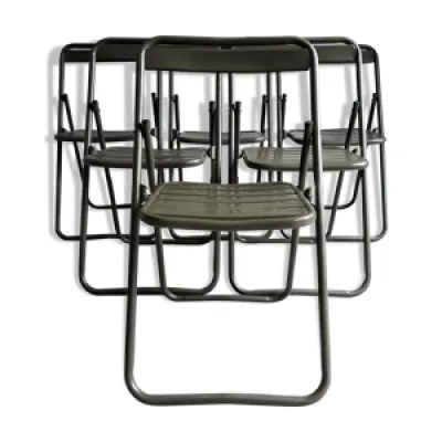 Série de 6 chaises métal - kaki