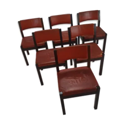 Ensemble de 6 chaises - cuir cognac