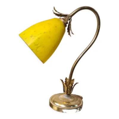 Lampe acier doré avec - jaune verre