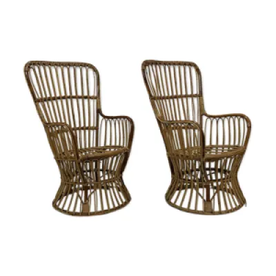 Ensemble de deux fauteuils - design rotin