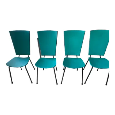 4 chaises années 60, - acier vert