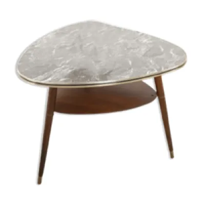 Table vintage en placage - laiton plateau