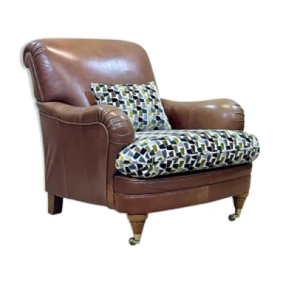 Fauteuil club anglais - coussin tissu