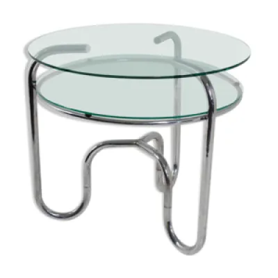 Table vintage en acier - tubulaire verre