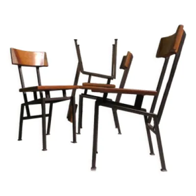 4 chaises d’appoint - bois acier
