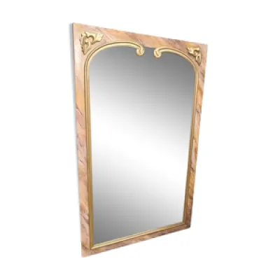 miroir bois faux marbre, - verre