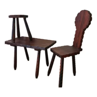 Set table, tabouret et - tripode chaise
