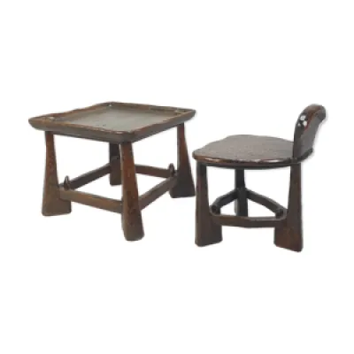 Ensemble de chaise et - 1950 table bois