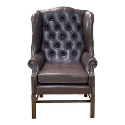 fauteuil Chesterfield - cuir marron