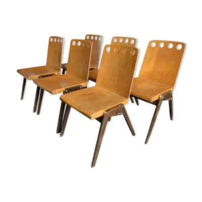 Série de 6 chaises industrielles - 1950