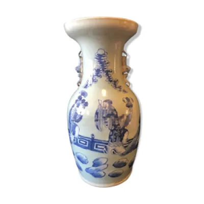 Vase balustre en porcelaine - bleu blanc