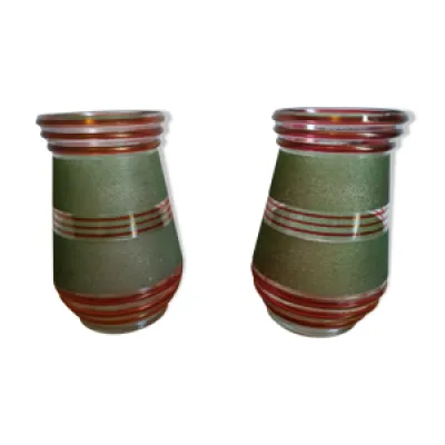 Paire de vases en verre - rouge vert
