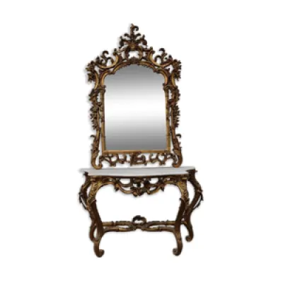 Ensemble miroir avec - console bois marbre