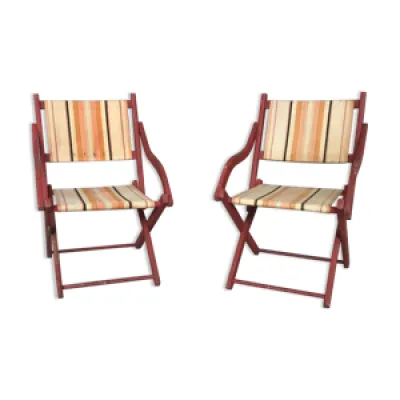Paire chaises plage - 1960 pliantes