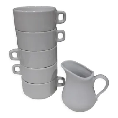 Service à café 5 tasses - lait porcelaine