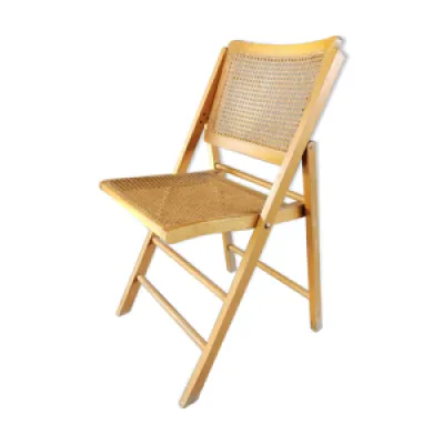 Chaise pliante vintage - assise rotin