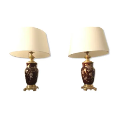 Paire lampes salon - design bronze