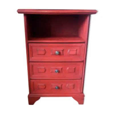 Commode rouge, 3 tiroirs,