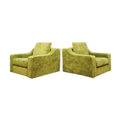 Paire de fauteuils en - velours vert