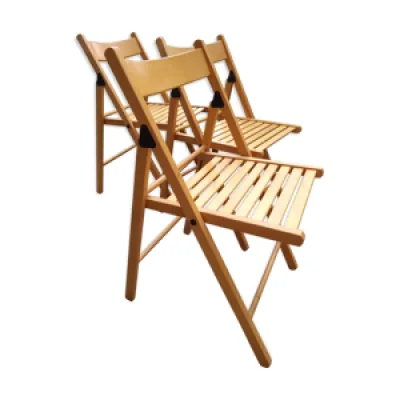 Lot 3 chaises jardin - pliantes bois