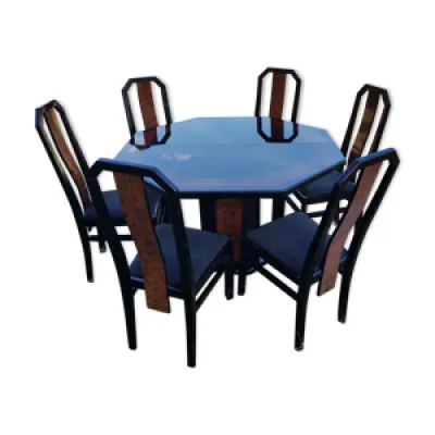 Table octogonale Paul - chaises michel