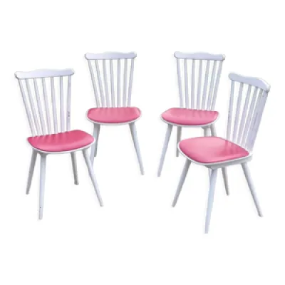 Set 4 chaises style - blanc rouge
