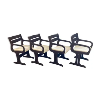 4 chaises de salle à - 1960 bois