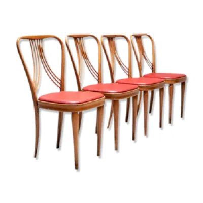 Set 4 chaises salle - 1950 rouge