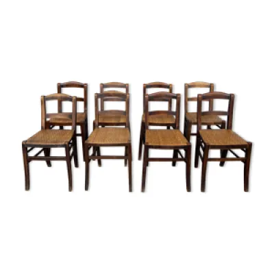 Série 8 chaises - bistrot bois