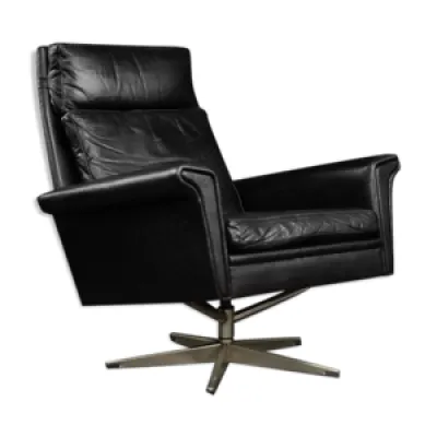 fauteuil pivotant en - noir cuir