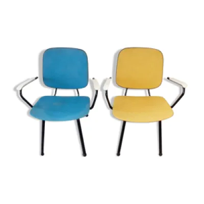 Duo de fauteuils jaune - 1950 bleu