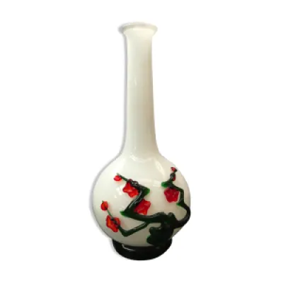 Vase Murano verre multicouche - blanc rouge