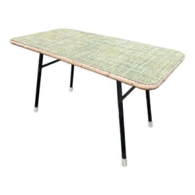 Table piètement acier - bambou plateau
